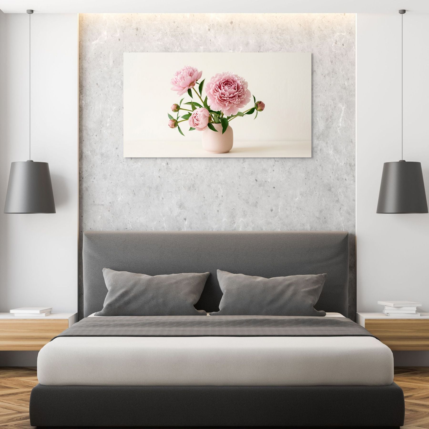 peony flower bouquet in vase wall decor