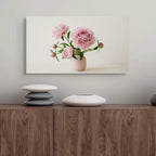 Romantic Pink Peony Canvas Wall Art Watercolor Floral Painting for Elegant Decor