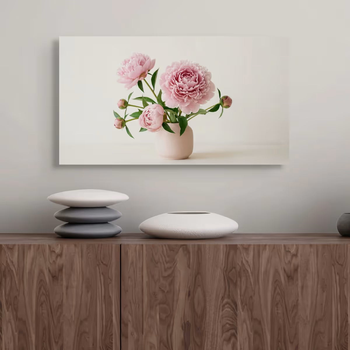 Romantic Pink Peony Canvas Wall Art Watercolor Floral Painting for Elegant Decor