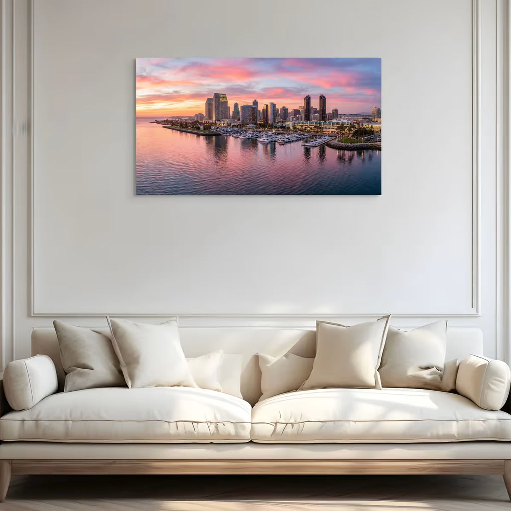 San Diego City Skyline Canvas Wall Art San Diego California Skyline Print