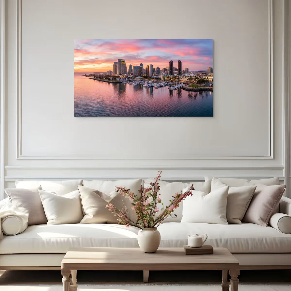 San Diego City Skyline Canvas Wall Art San Diego California Skyline Print