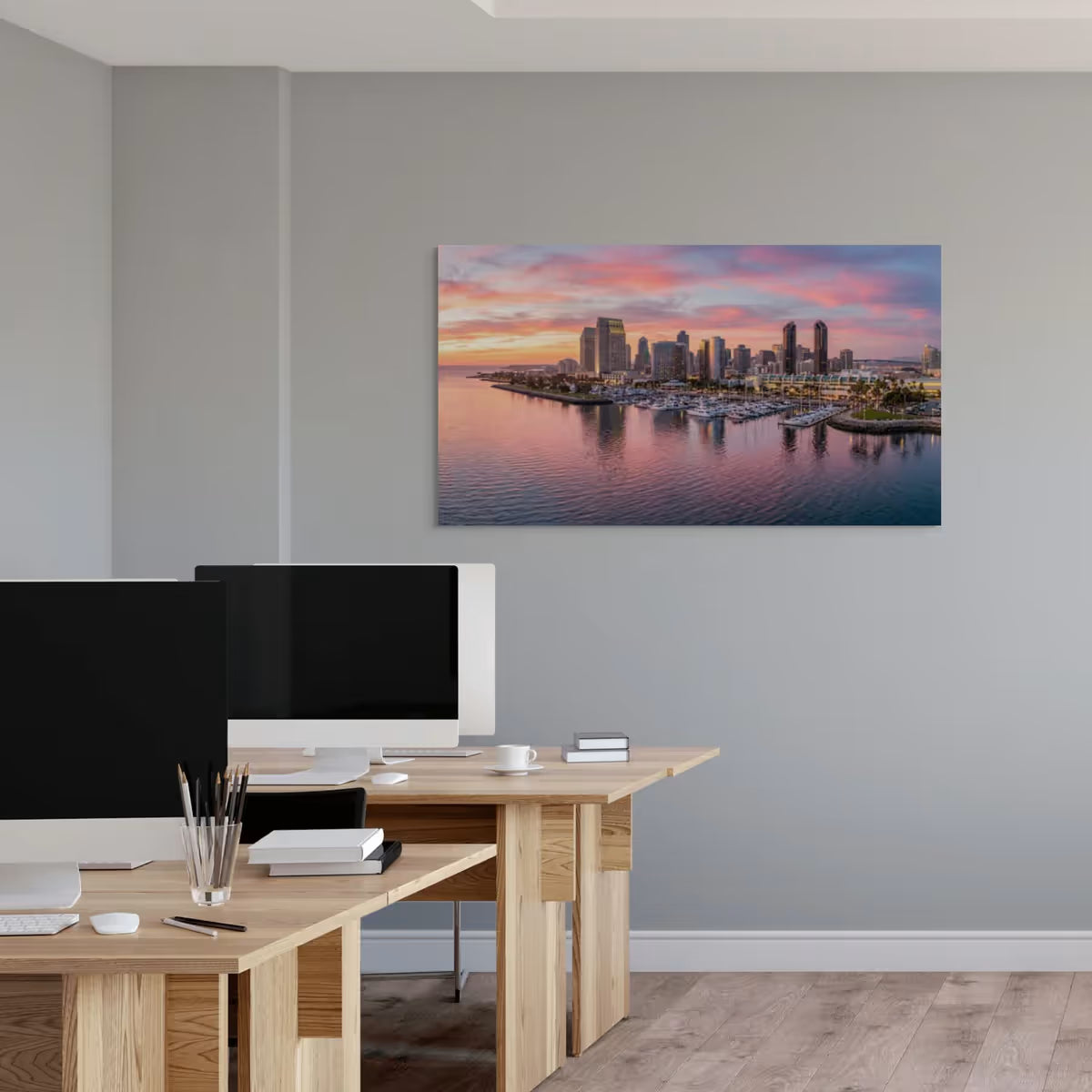 San Diego City Skyline Canvas Wall Art San Diego California Skyline Print
