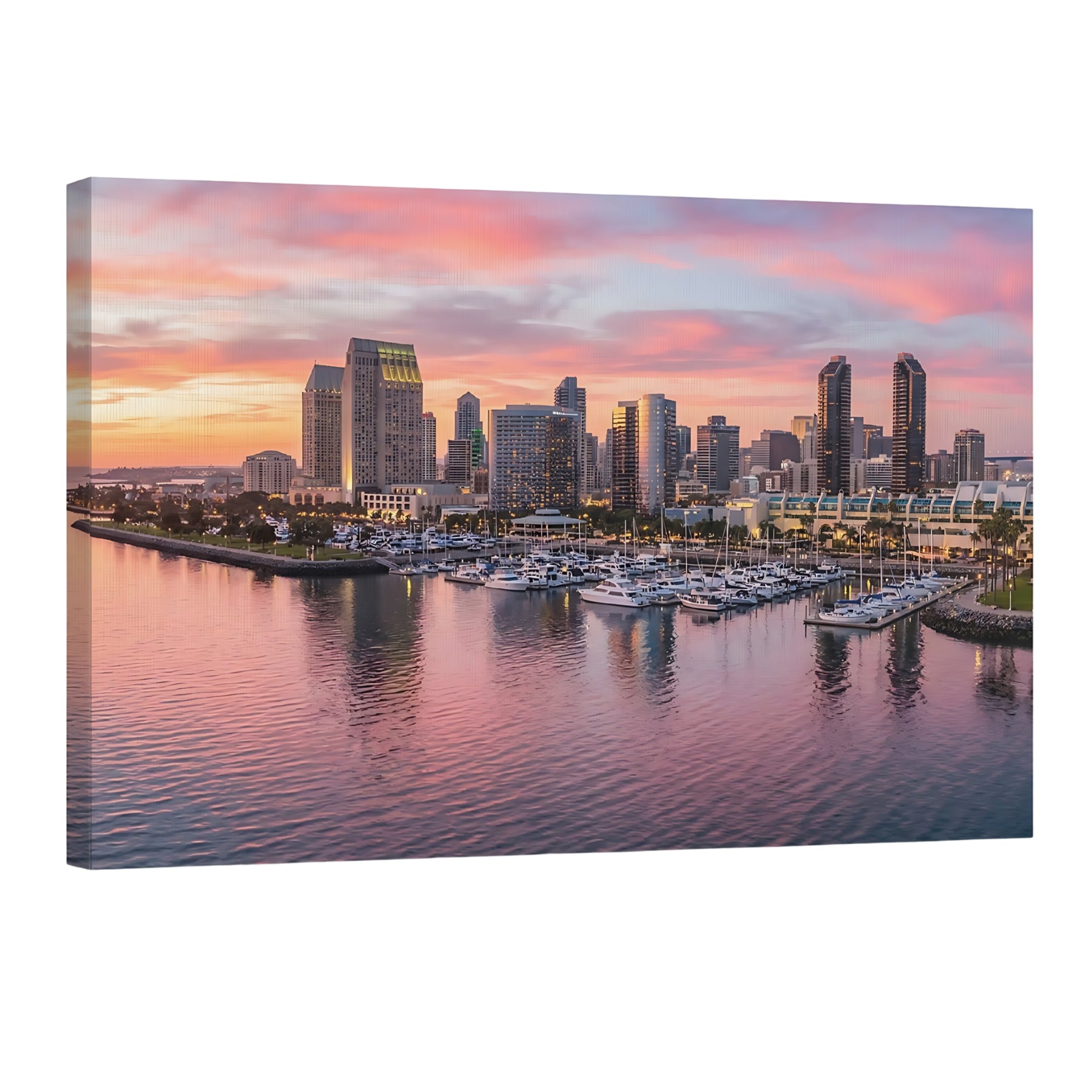 San Diego skyline sunset marina waterfront cityscape wall art print