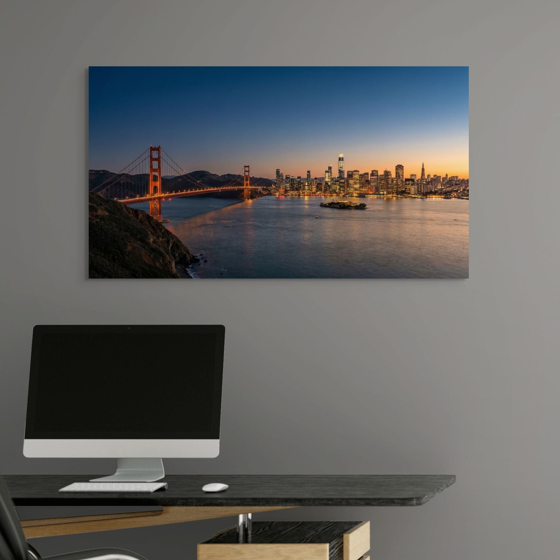 San Francisco bay sunset skyline coastal city wall decor