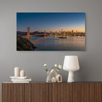 Golden Gate Bridge cityscape evening lights wall art