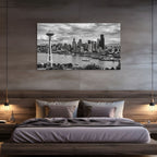 Seattle Washington skyline monochrome waterfront with Space Needle print