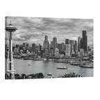 Seattle skyline black and white wall art Space Needle cityscape Seattle Washington waterfront print