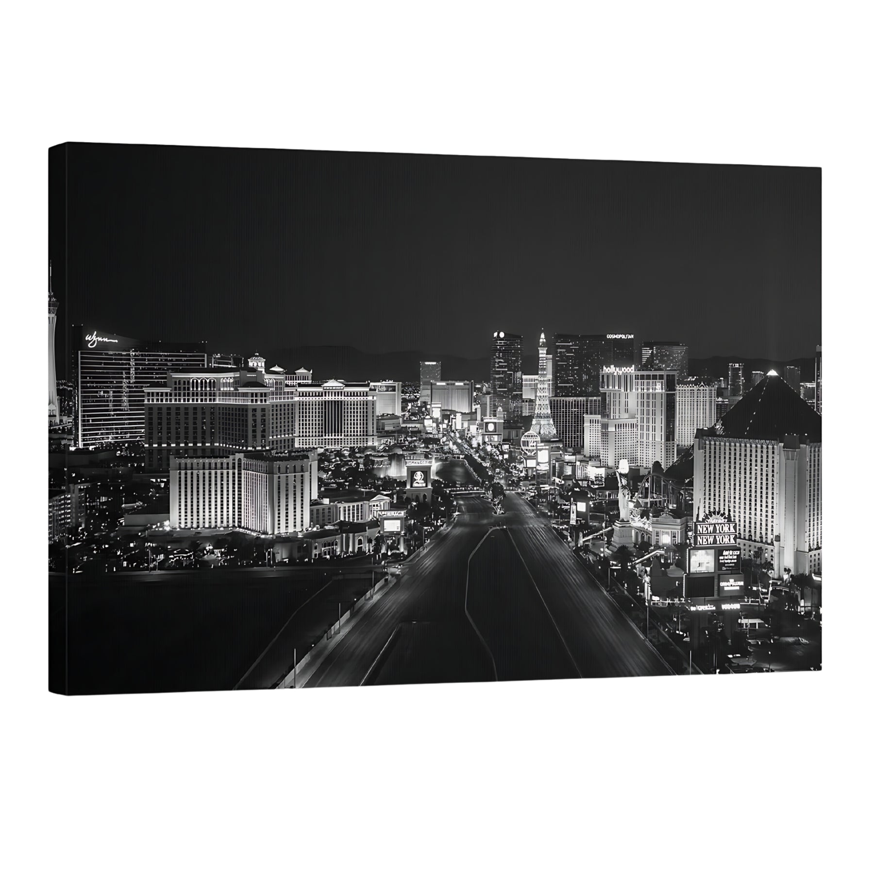 Las Vegas skyline black and white wall art, cityscape canvas print modern urban decor Main image