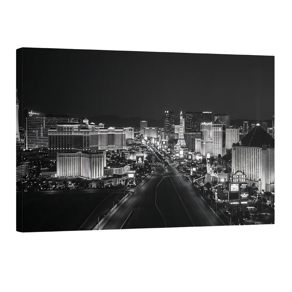 Las Vegas skyline black and white wall art, cityscape canvas print modern urban decor