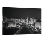 Las Vegas skyline black and white wall art, cityscape canvas print modern urban decor