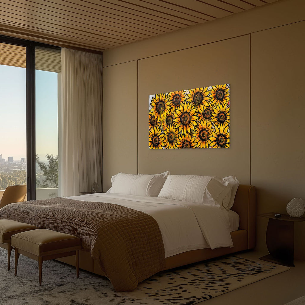 urban floral wall art sunflower painting modern decor