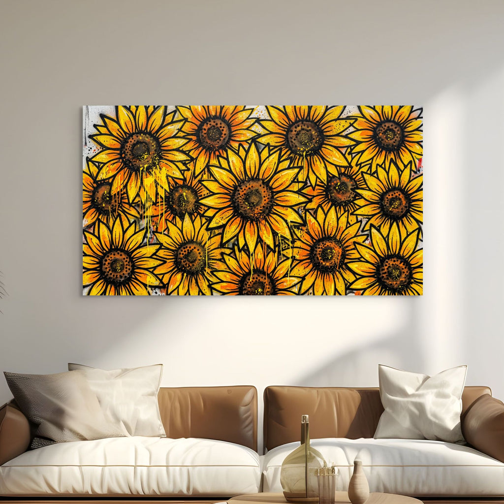 sunflower graffiti wall art bold floral street style