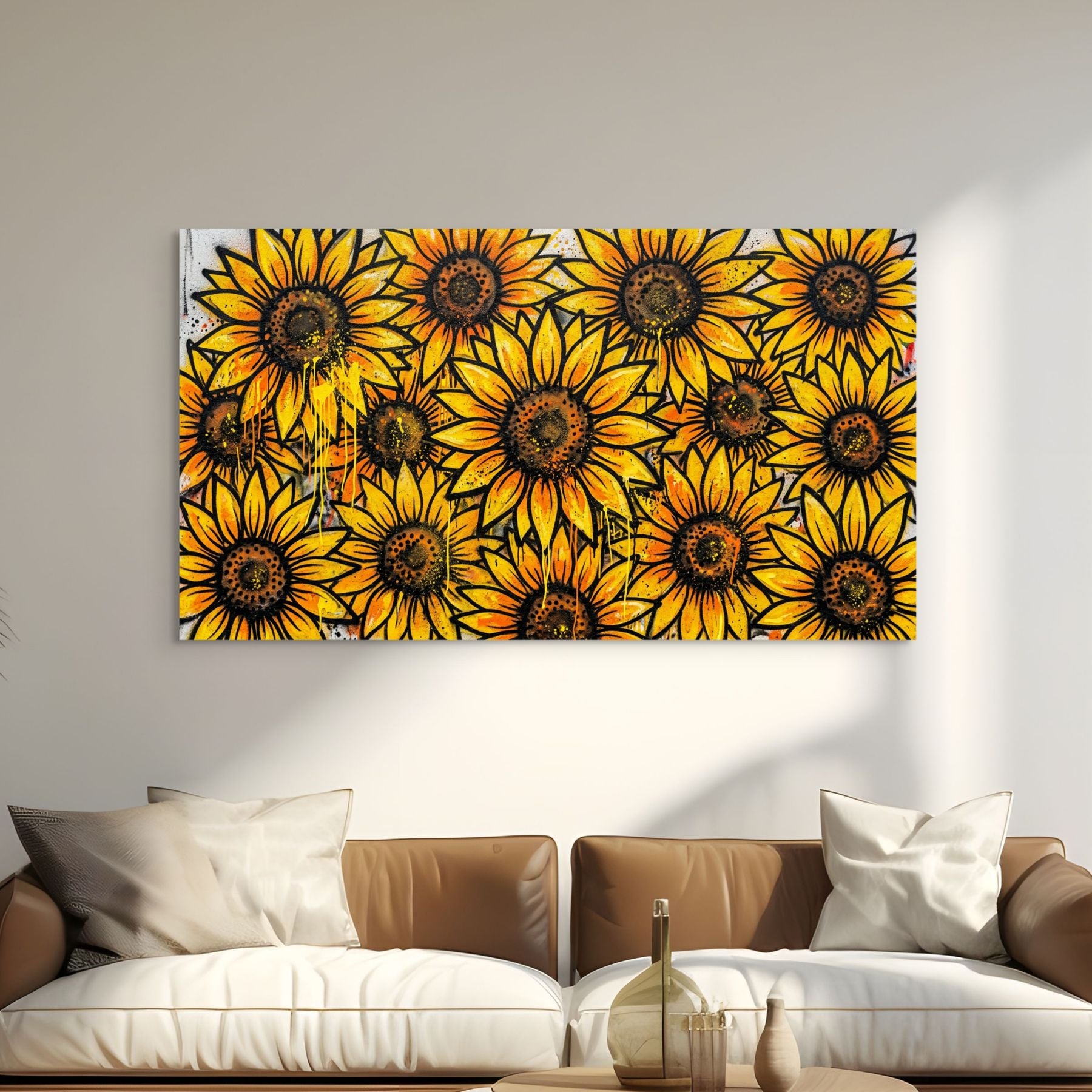sunflower graffiti wall art bold floral street style