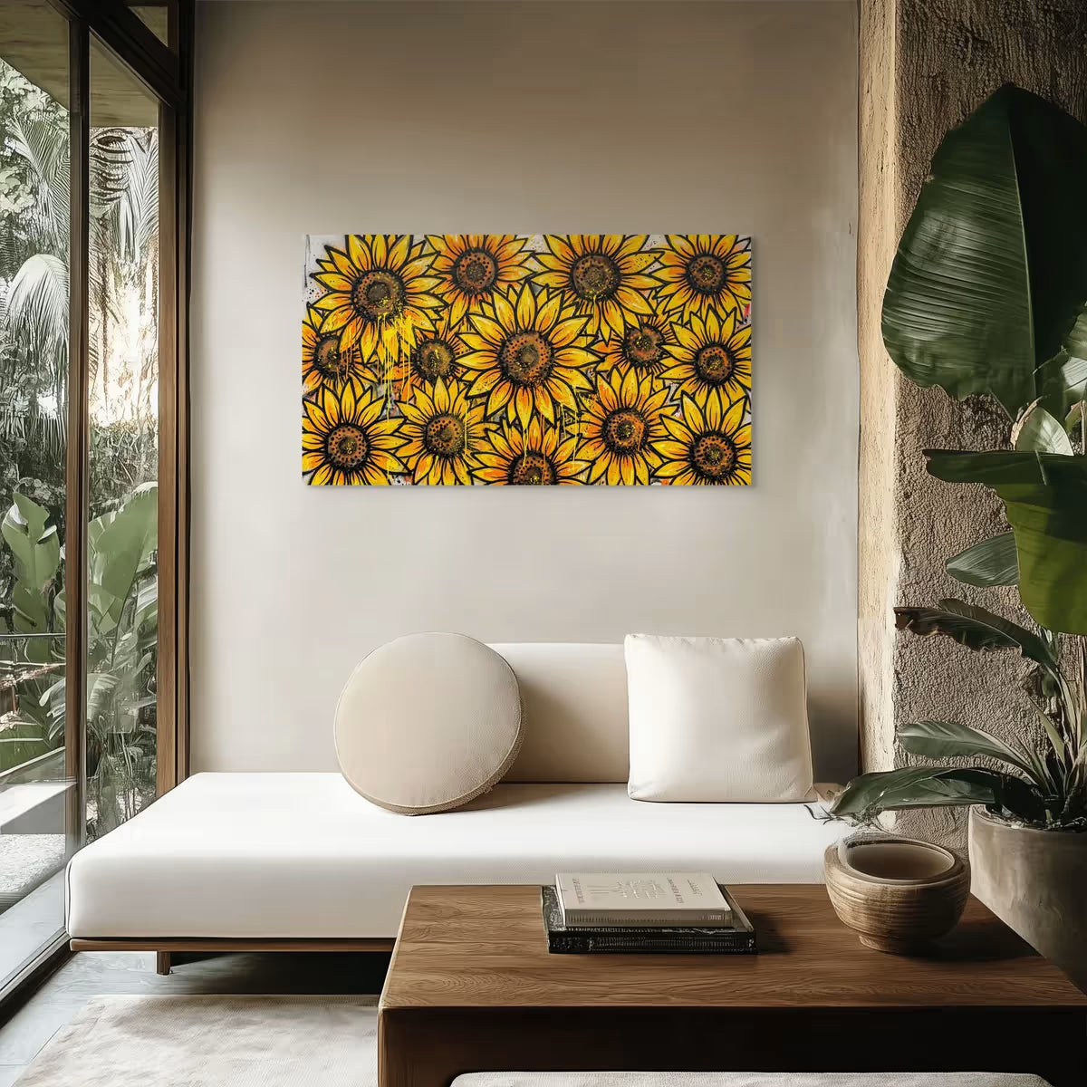 Sunflower Wall Art Flowers Canvas Rustic Yellow Floral Canvas Print Decor