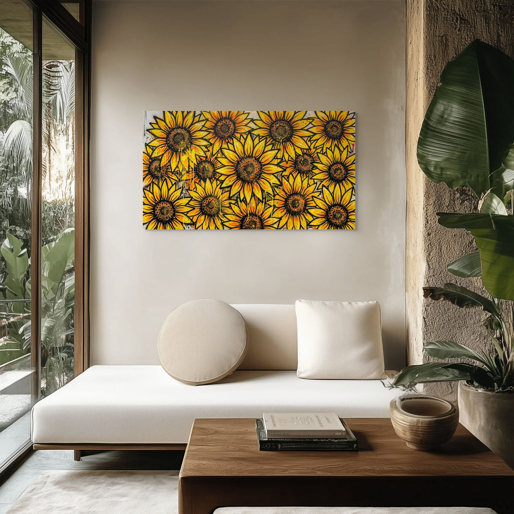 graffiti style floral print modern wall art