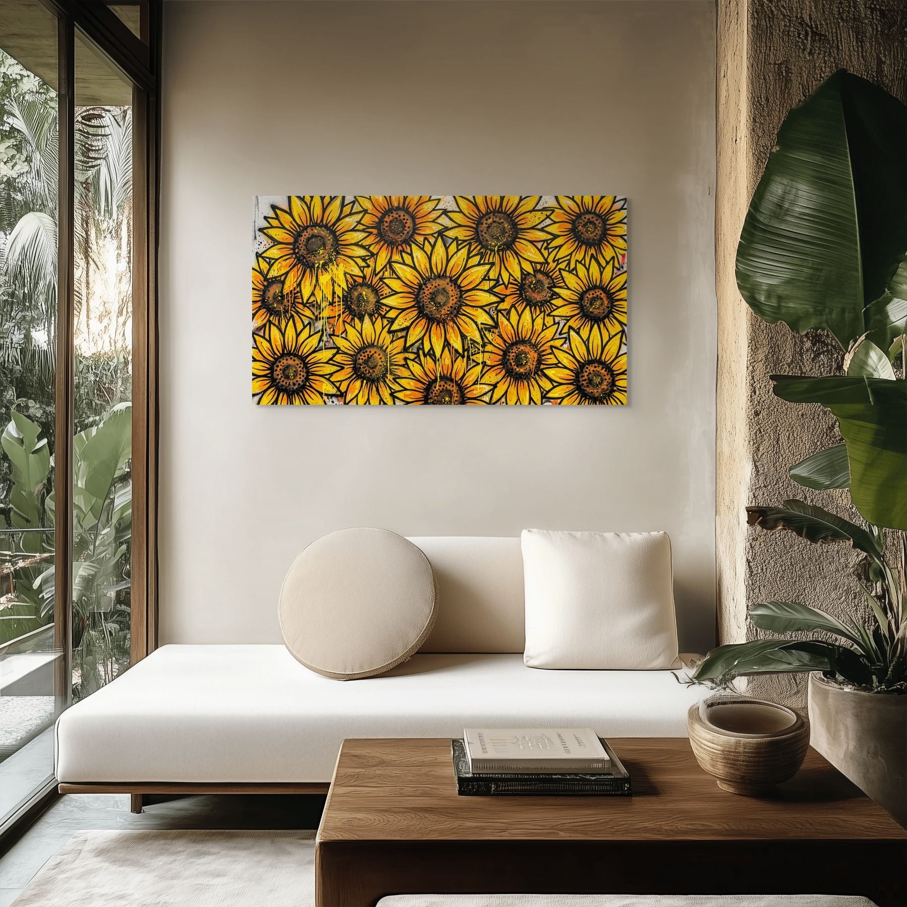 graffiti style floral print modern wall art