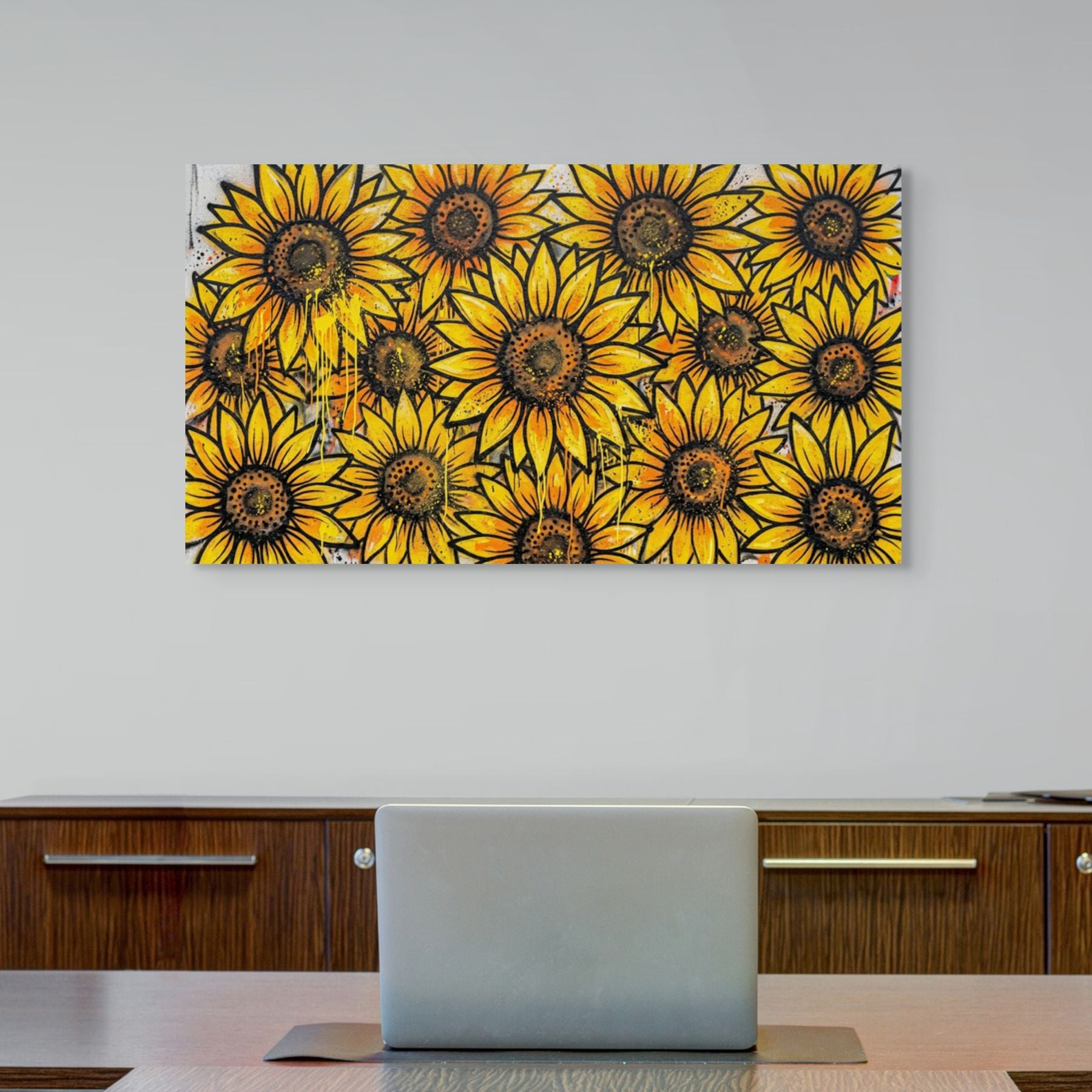Sunflower Wall Art Flowers Canvas Rustic Yellow Floral Canvas Print Decor Secondary image