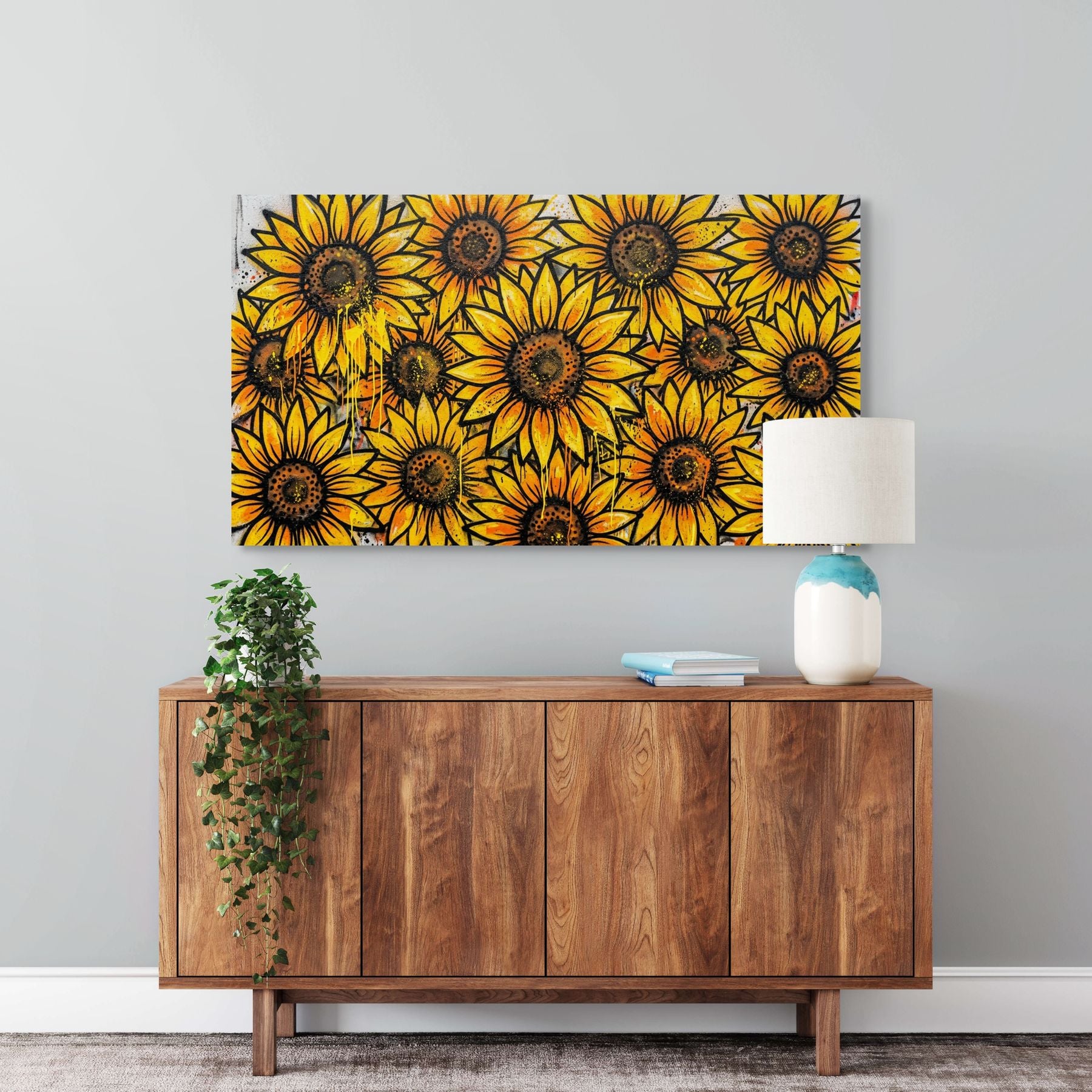 street art flower wall decor yellow sunflower artwork Main image