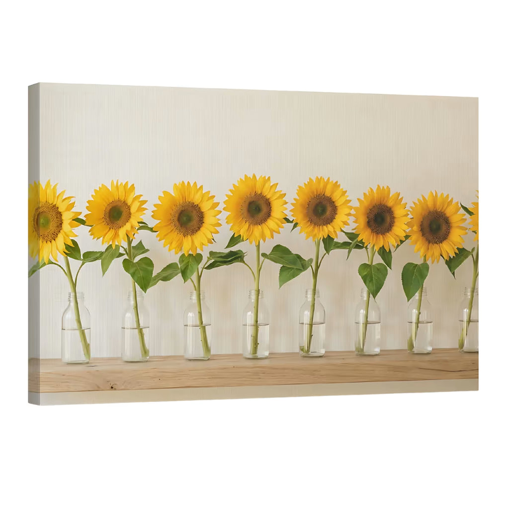 Sunflower Row Canvas Wall Art Bright Yellow Floral Print for Cheerful Home Decor