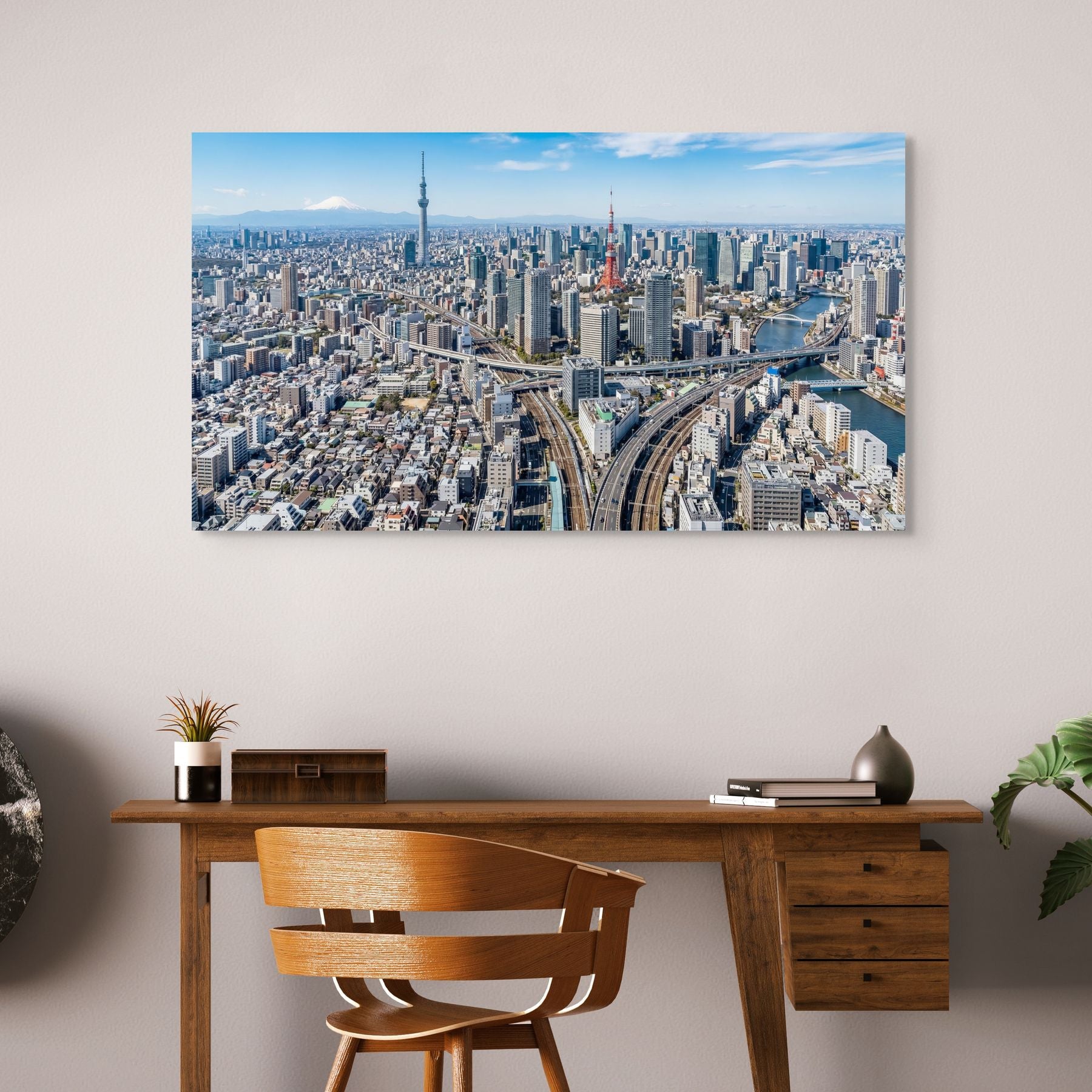 Tokyo skyline with Tokyo Tower and Mount Fuji background print