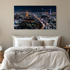 Tokyo Tower and Skytree skyline night view print
