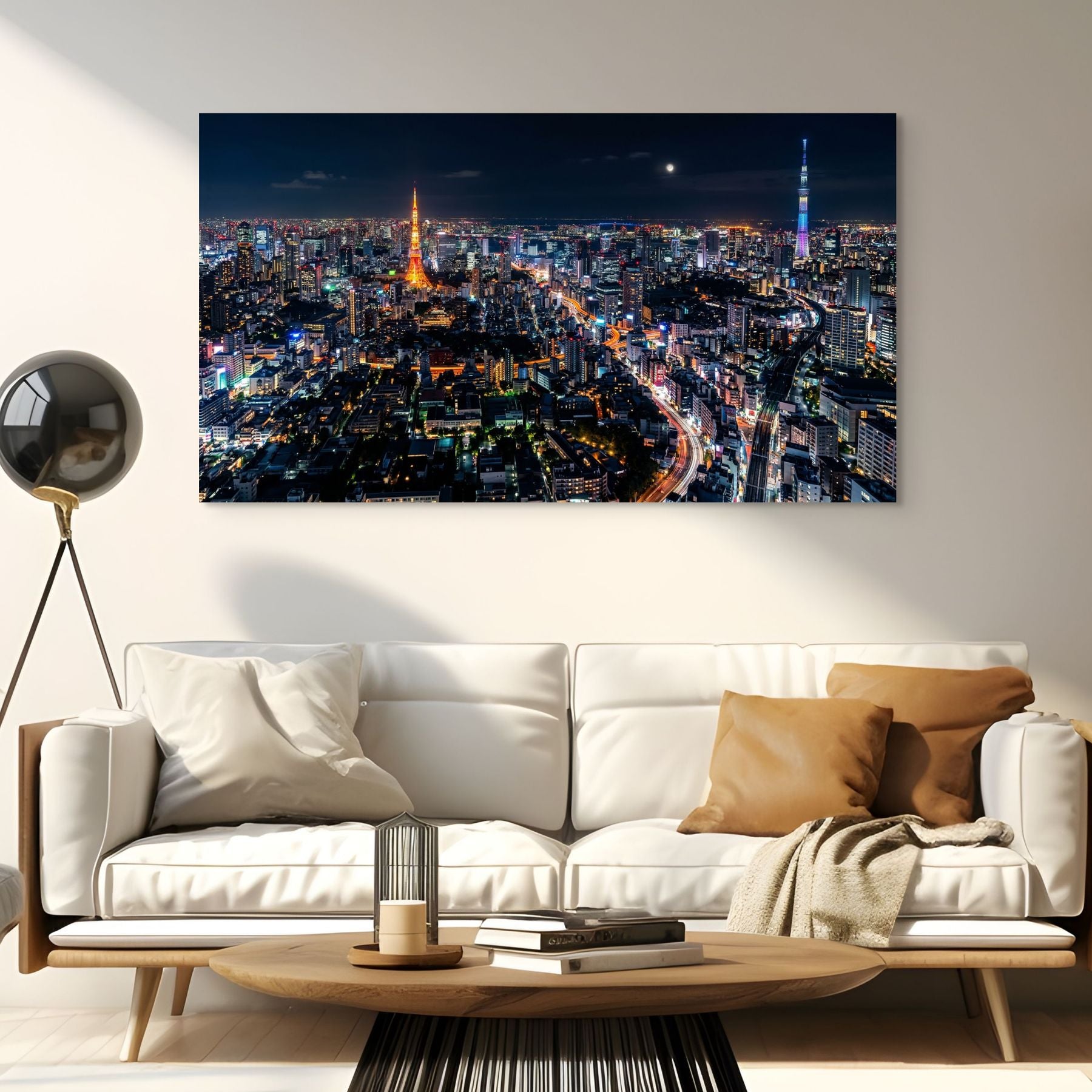 Tokyo city night lights futuristic skyline canvas print