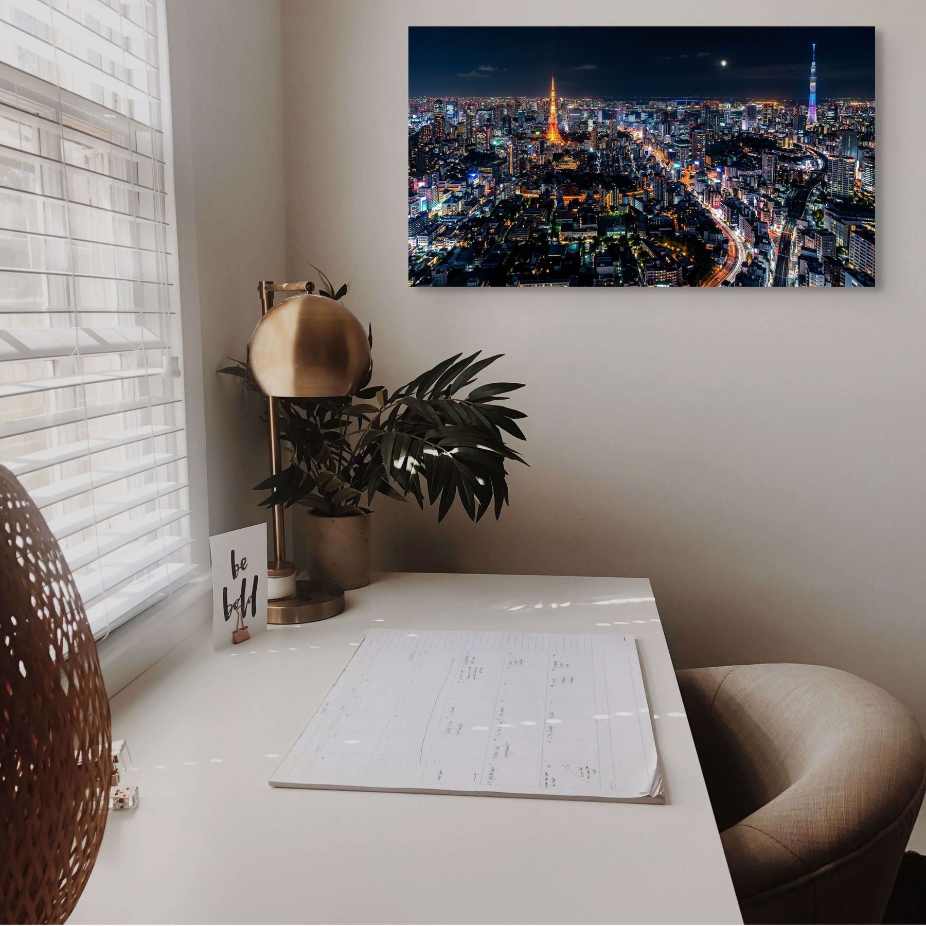 Tokyo Japan cityscape neon lights wall decor