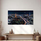 Tokyo skyline long exposure night traffic wall art