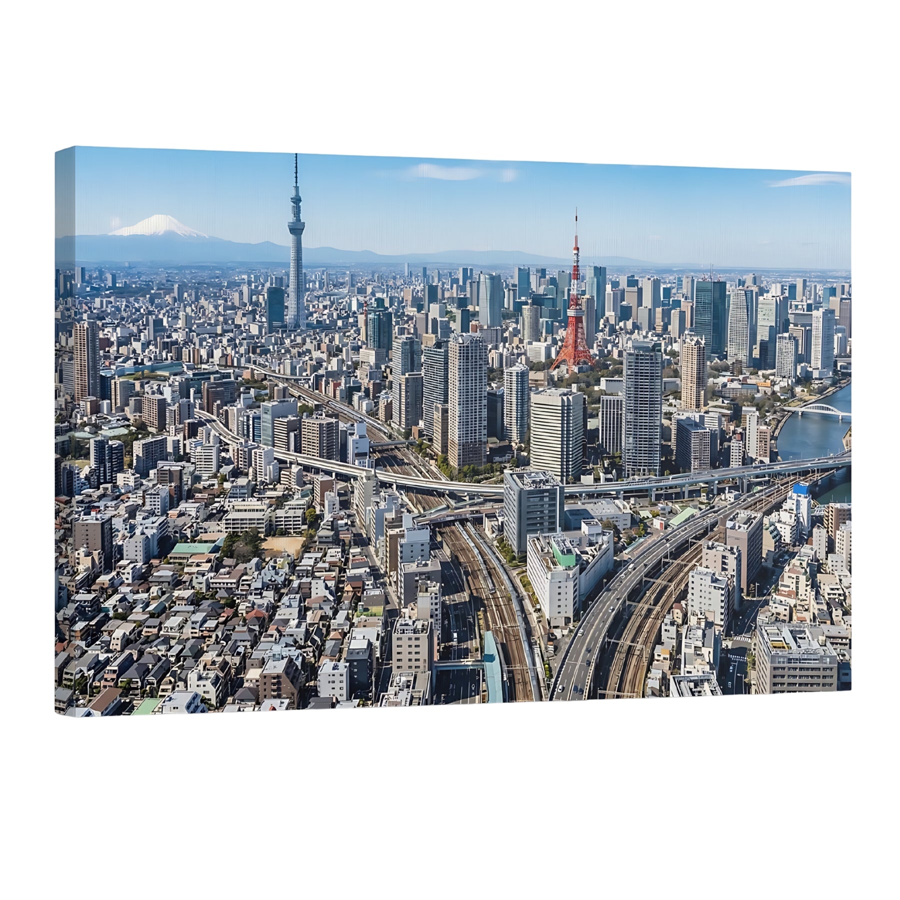Tokyo skyline daytime cityscape Tokyo Tower Skytree Mount Fuji panoramic wall art print Main image