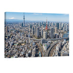 Tokyo skyline daytime cityscape Tokyo Tower Skytree Mount Fuji panoramic wall art print