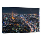 Tokyo skyline night city lights Tokyo Tower Skytree panoramic wall art print