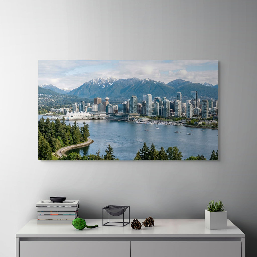 Vancouver skyline with harbor and boats wall decor