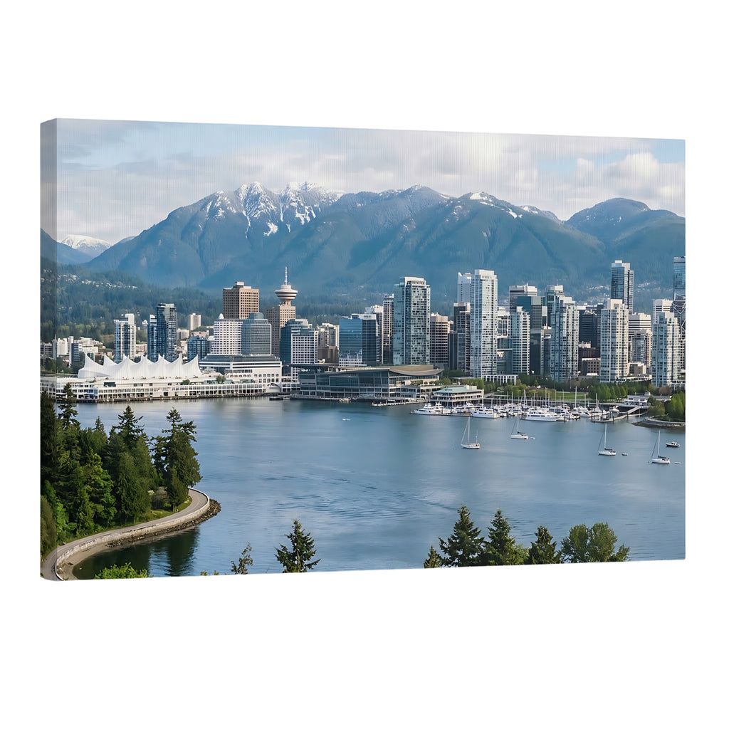 Vancouver skyline waterfront mountains cityscape Canada panoramic wall art print