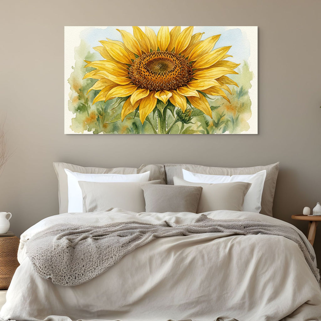 Sunflower floral print, warm rustic farmhouse wall art
