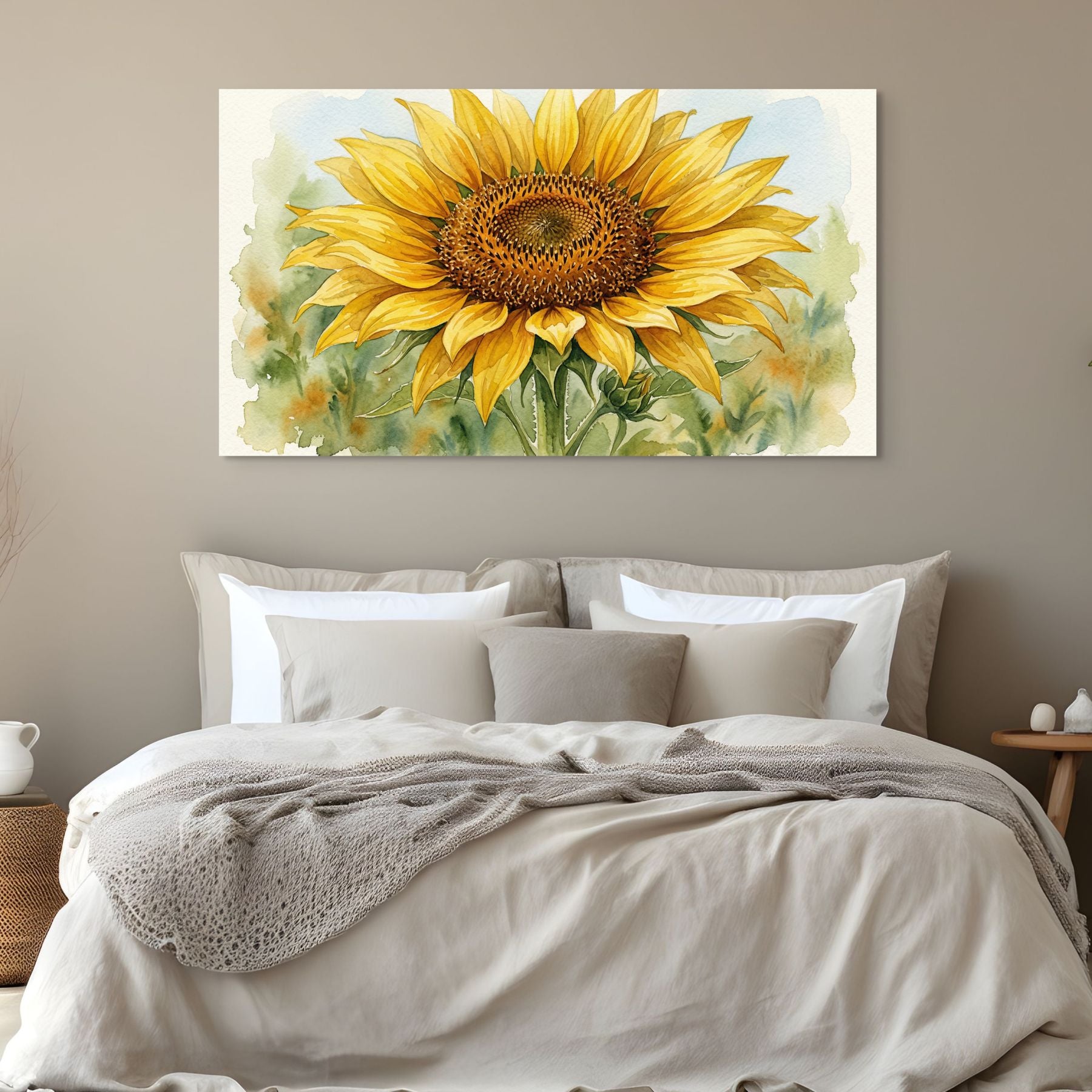 Sunflower floral print, warm rustic farmhouse wall art