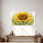 Sunflower blossom canvas, cheerful floral wall art
