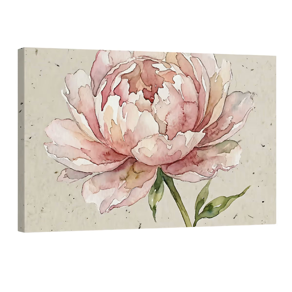 Watercolor Peony Canvas Wall Art Soft Pink Botanical Painting for Elegant Decor