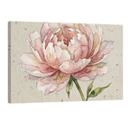 Watercolor peony flower wall art in soft blush tones, elegant botanical canvas decor for modern home
