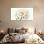 White peony blossom canvas, calming floral wall art