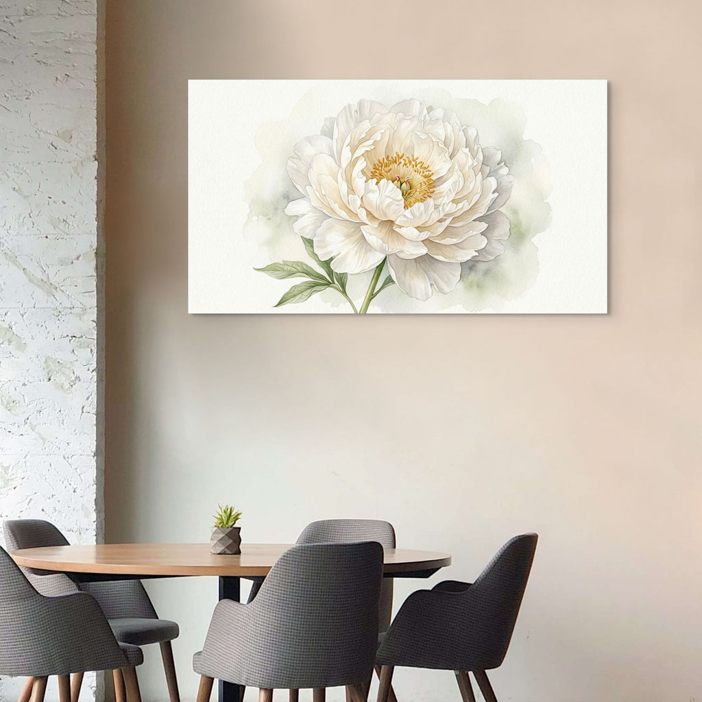 Soft ivory peony artwork, elegant neutral home decor