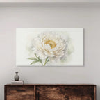 White Peony Canvas Wall Art Elegant Neutral Watercolor Floral Painting