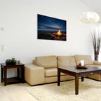 Beach Bonfire Canvas Wall Art Night Ocean Campfire Landscape Print