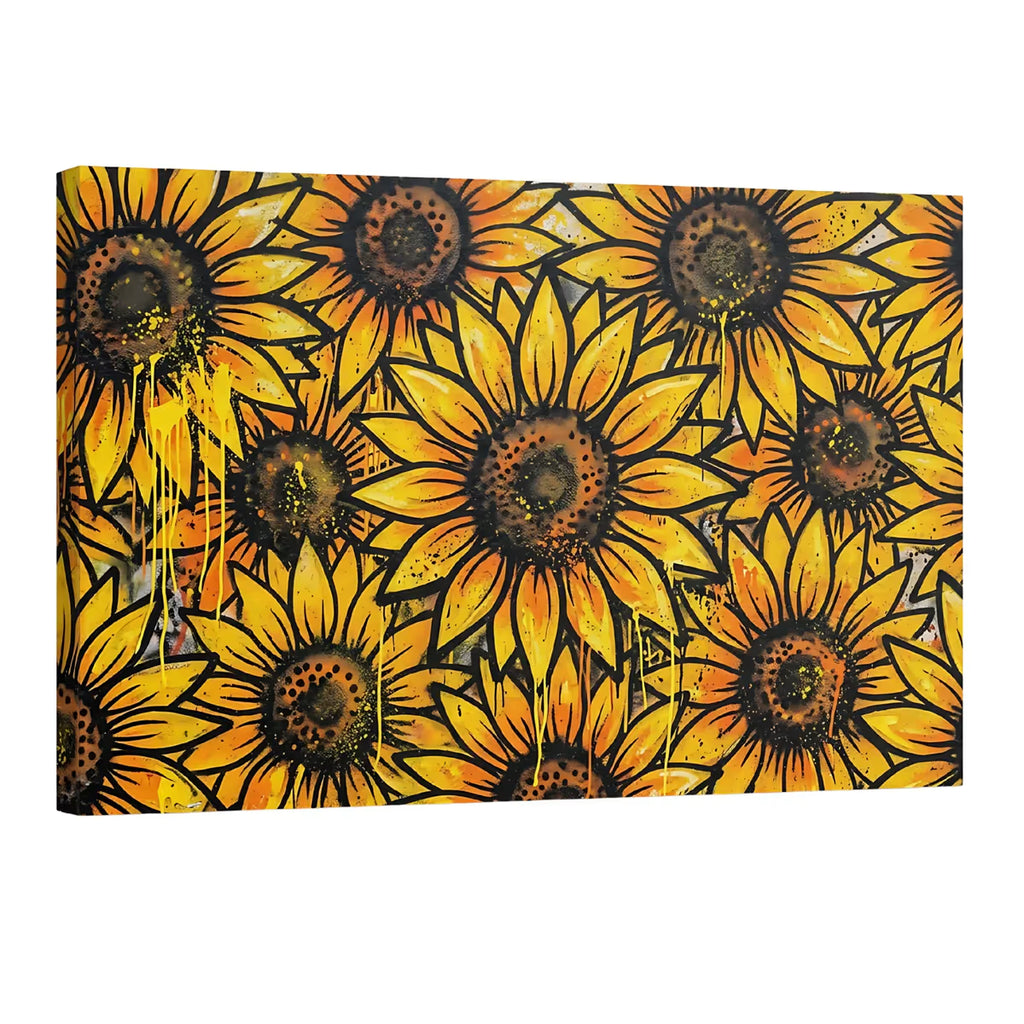 Sunflower Wall Art Flowers Canvas Rustic Yellow Floral Canvas Print Decor