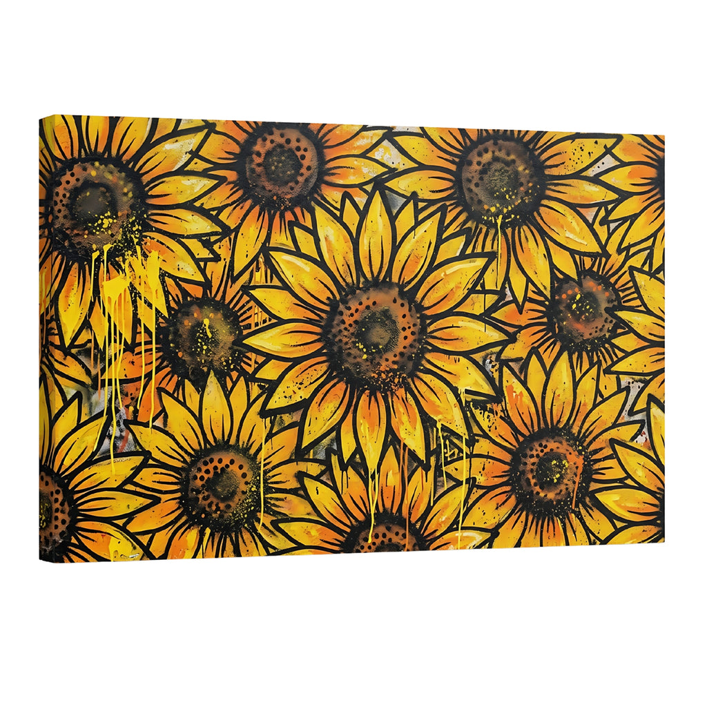 graffiti sunflower wall art urban floral painting street art style decor