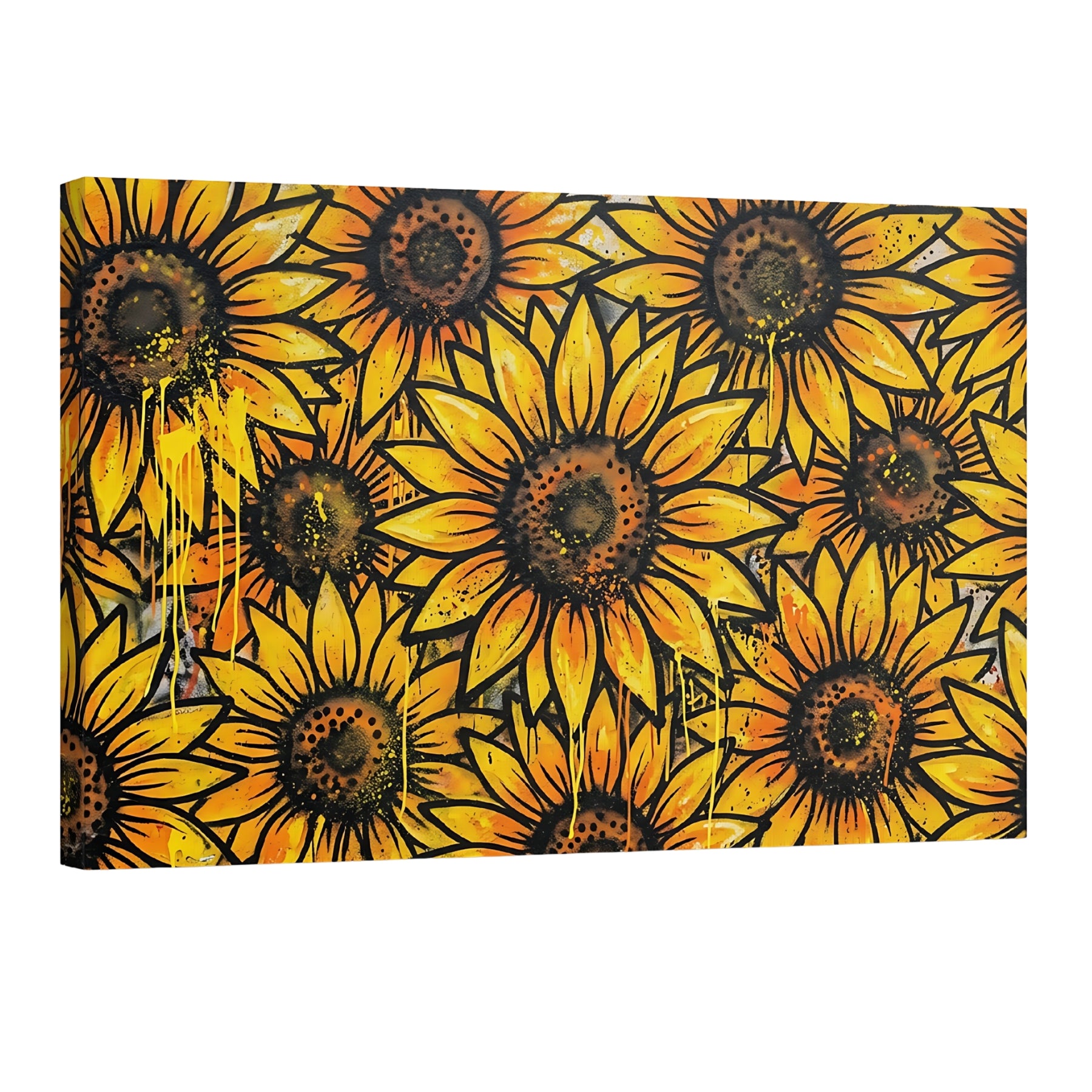 graffiti sunflower wall art urban floral painting street art style decor
