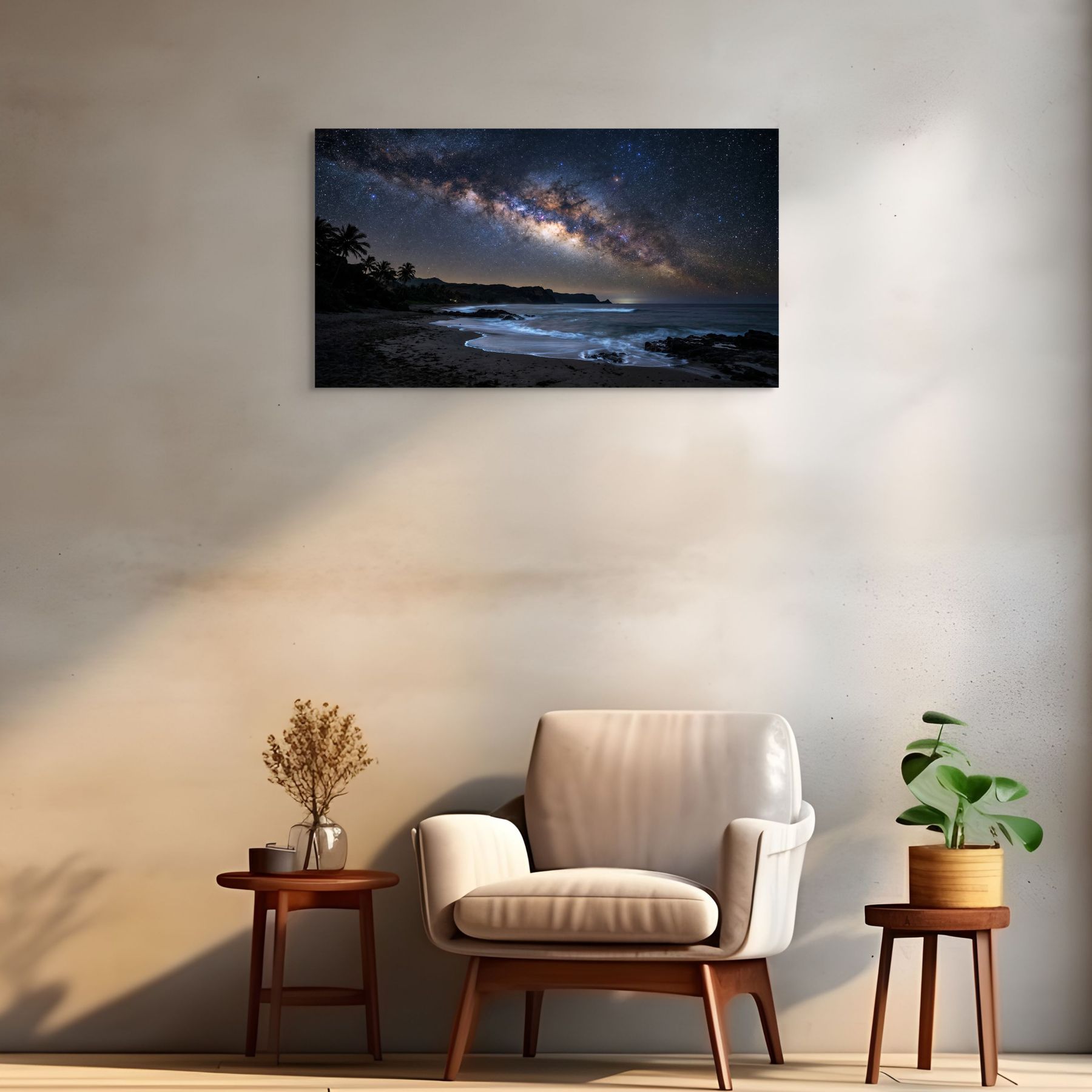 Milky Way Beach Canvas Wall Art – Starry Night Ocean Landscape Print Secondary image