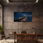 Moonlit Ocean Pier Canvas Wall Art Night Coastal Seascape Print