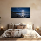 Bedroom with a large wall-mounted canvas print of a beach scene.