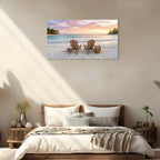 Sunset Beach Adirondack Chairs Canvas Wall Art Ocean Paradise Coastal Decor
