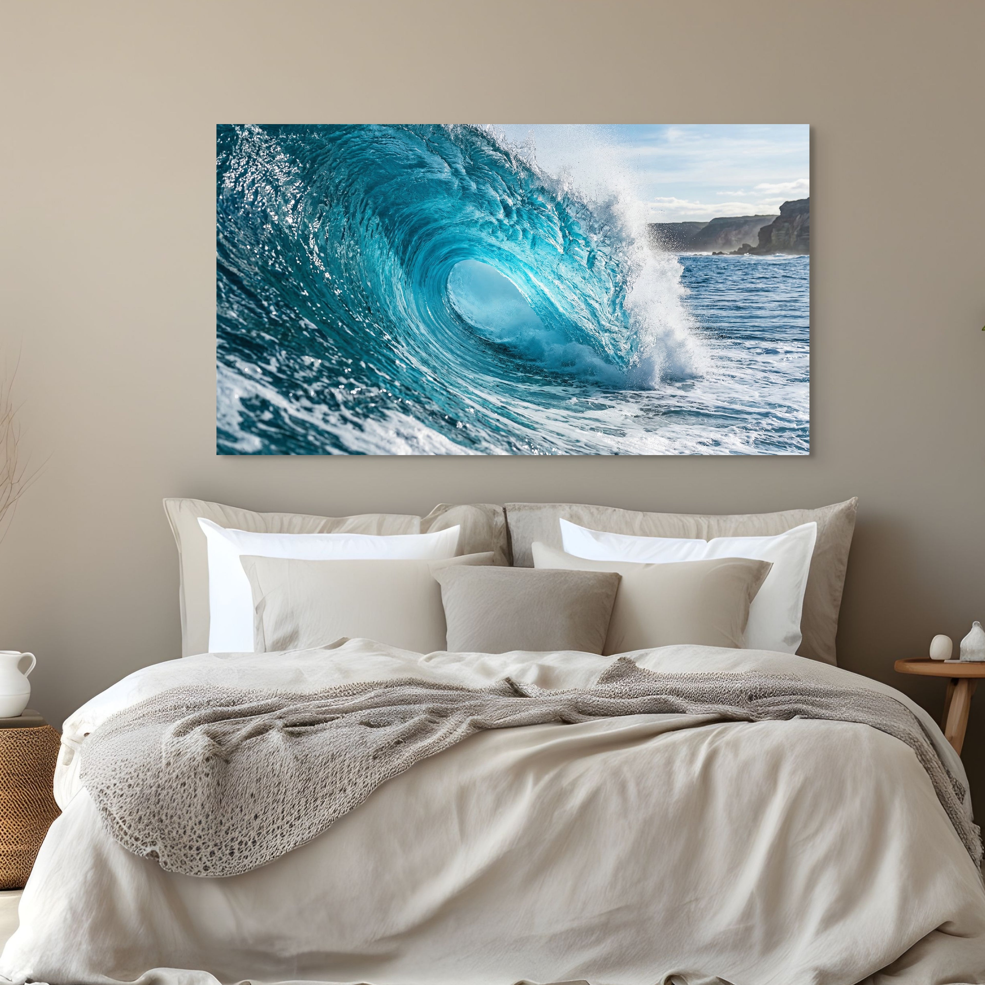 Surf Wave Barrel Canvas Wall Art Ocean Surf Beach Coastal Decor